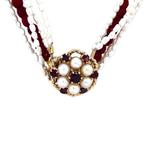 Vintage parel en kleursteen collier met dubbele entourage, Ophalen of Verzenden, Nieuw