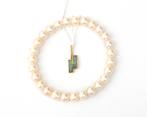 18 krt. geelgouden hanger met opaal triplet en parelarmband, Sieraden, Tassen en Uiterlijk, Gebruikt
