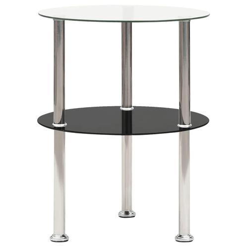 vidaXL Bijzettafel 2-laags 38 cm gehard glas transparant en, Huis en Inrichting, Tafels | Bijzettafels, Nieuw, Verzenden