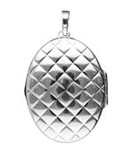 Zilveren Medaillon 44 mm. ovaal met ruit 2 fotos ketting..., Verzenden, Nieuw