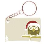 Sleutelhanger 6x4cm - Kerst Uil op Tak met Sneeuw Illustrati, Verzamelen, Nieuw, Ophalen of Verzenden