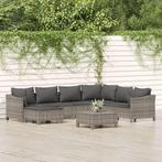 vidaXL 8-delige Loungeset met kussens poly rattan grijs, Verzenden, Nieuw, Rotan, Loungeset