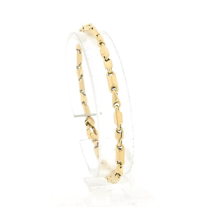 Gouden gesloten fantasie schakel armband | 19 cm (unisex), Sieraden, Tassen en Uiterlijk, Armbanden, Overige kleuren, Gebruikt