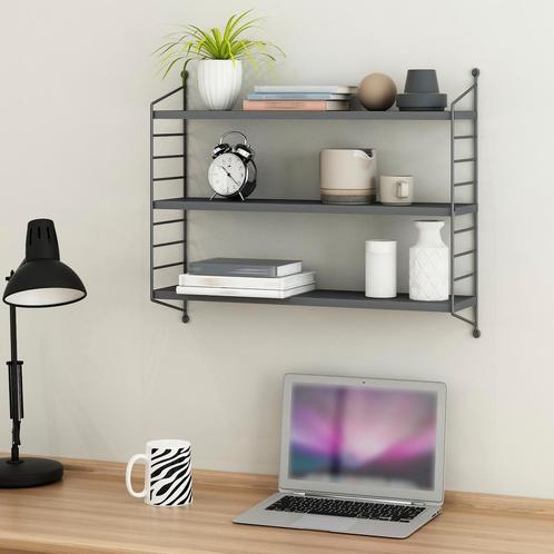 [en.casa] Wandrek Strängnäs met 3 planken 50x60x15 cm donker, Huis en Inrichting, Woonaccessoires | Wandplanken en Boekenplanken