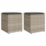vidaXL Tuinkrukken met kussens 2 st 40x40x43 cm poly rattan, Verzenden, Nieuw, Rotan