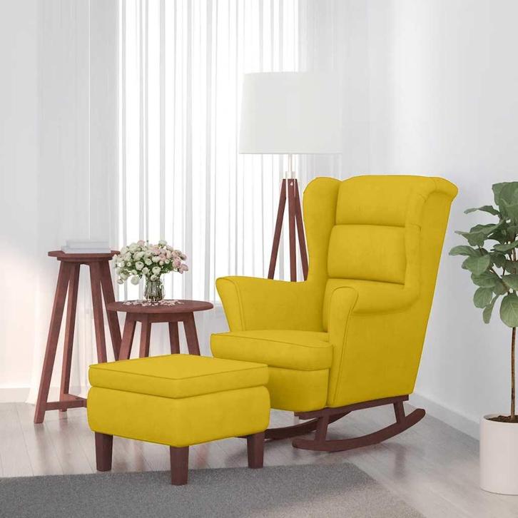 vidaXL Schommelstoel met oorleuning, geel fluweel massief, Kinderen en Baby's, Speelgoed | Buiten | Speeltoestellen, Nieuw, Verzenden