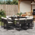 vidaXL 9-delige Tuinset poly rattan zwart, Tuin en Terras, Tuinsets en Loungesets, Nieuw, 8 zitplaatsen, Tuinset, Verzenden