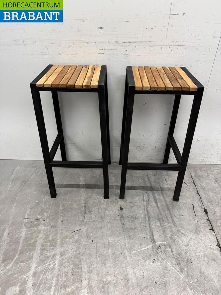 Bolero stalen en acaciahouten Barkrukken Krukken, Zakelijke goederen, Horeca | Meubilair en Inrichting, Nieuw in verpakking, Ophalen of Verzenden