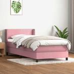 vidaXL Boxspring met matras fluweel roze 90x220 cm, Verzenden, Nieuw, Stof