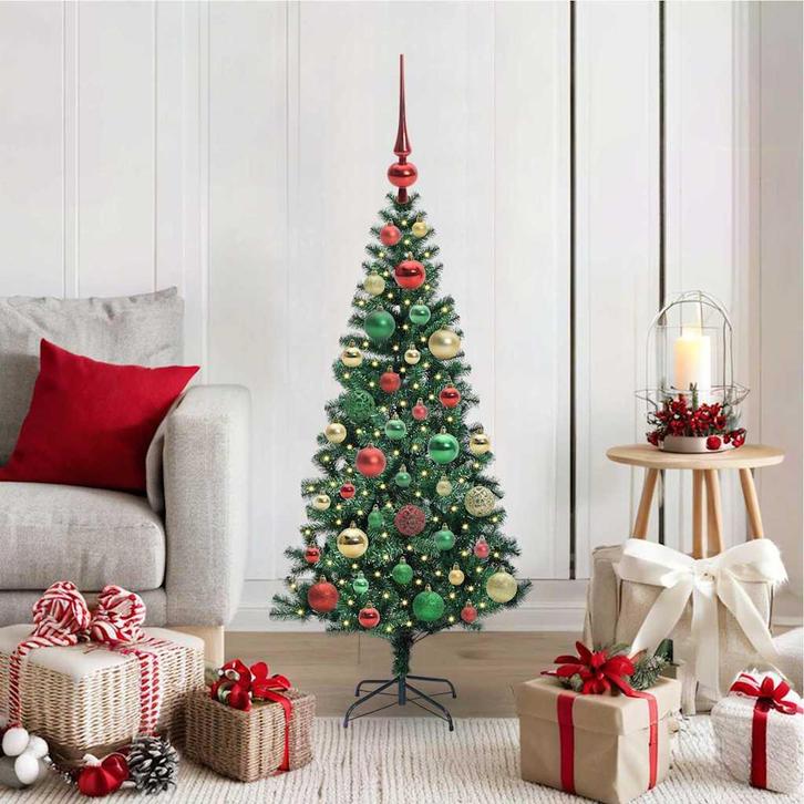 vidaXL Kunstmatig Voorverlicht Kerstboom Groen 120 cm PVC en, Diversen, Kerst, Nieuw, Verzenden