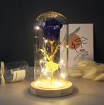 Kunst Roos in Glazen Stolp met Verlichting - Zijden Rozen, Verzenden, Nieuw