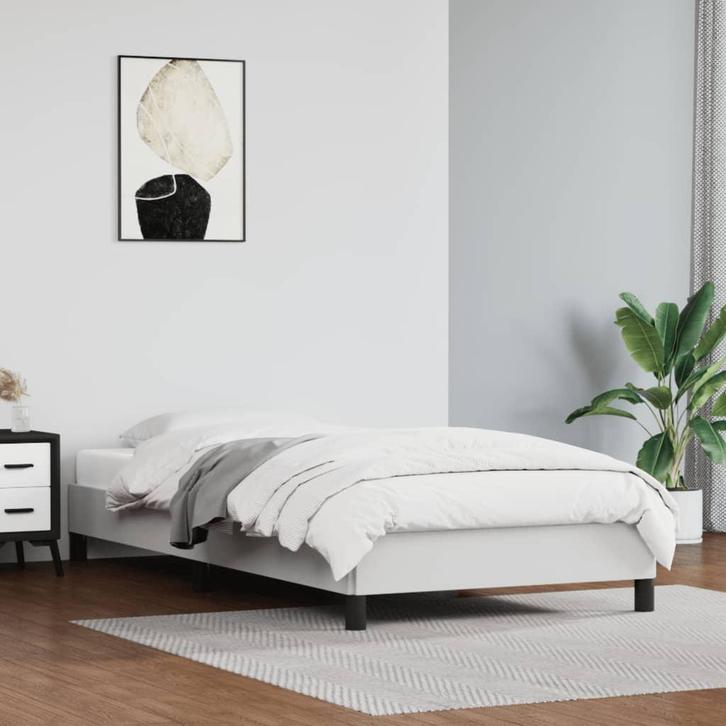 vidaXL Bedframe kunstleer wit 80x200 cm, Huis en Inrichting, Slaapkamer | Bedden, 80 cm, 200 cm, Wit, Eenpersoons, Nieuw, Overige materialen