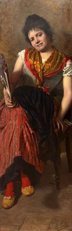 Gian Giacomo Moretti (1843-?) - The Fan, Antiek en Kunst