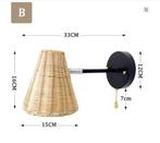 Retro Rotan Wandlamp – Handgeweven LED Wandlamp met Schakela, Huis en Inrichting, Lampen | Wandlampen, Verzenden, Nieuw