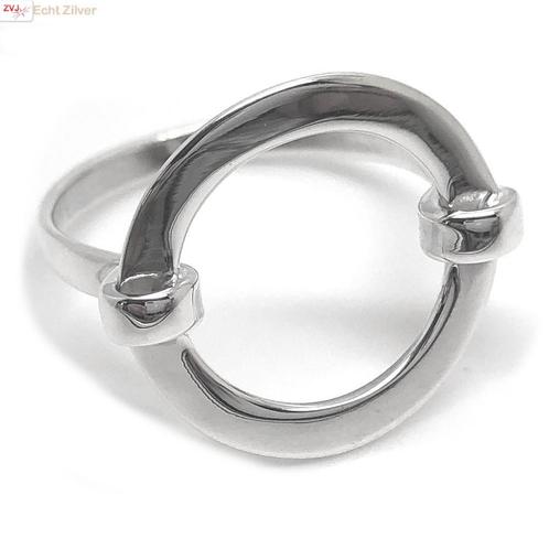 Zilveren open cirkel design ring ringmaat 16, Sieraden, Tassen en Uiterlijk, Ringen, Nieuw, Verzenden
