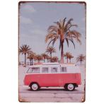 Metalen Plaatje - Retro Camper Palmbomen Strand - 20x30cm NI, Ophalen of Verzenden, Nieuw