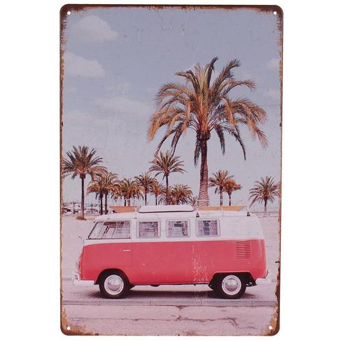 Metalen Plaatje - Retro Camper Palmbomen Strand - 20x30cm NI, Huis en Inrichting, Woonaccessoires | Tekstborden en Spreuken, Nieuw