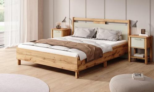 Tweepersoonsbed - Eiken - 160x200 cm - Modern, Huis en Inrichting, Slaapkamer | Bedden, Nieuw, Tweepersoons, Verzenden
