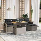 vidaXL 6-delige Loungeset met kussens poly rattan grijs, Tuin en Terras, Tuinsets en Loungesets, Verzenden, Nieuw, Rotan, Loungeset
