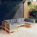 vidaXL 6-delige Loungeset met grijze kussens massief, Verzenden, Nieuw, Loungeset