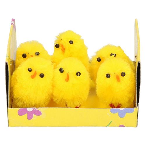 Pluche paas kuikentjes 6 stuks - Paasdecoratie, Hobby en Vrije tijd, Feestartikelen, Ophalen of Verzenden