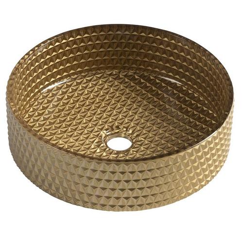 Glazen Waskom Gegraveerd Sapho Maragua 39,5 cm Goud, Doe-het-zelf en Verbouw, Sanitair, Overige typen, Nieuw, Ophalen of Verzenden