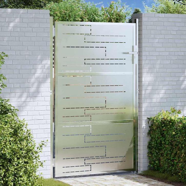 vidaXL Tuinpoort met slot Zilver 85 x 144 cm Roestvrij staal, Tuin en Terras, Tuinpoorten, Nieuw, Verzenden