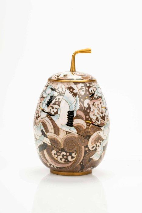 Vaas - Emaille, Een ongebruikelijke metalen en cloisonné, Antiek en Kunst, Antiek | Overige Antiek