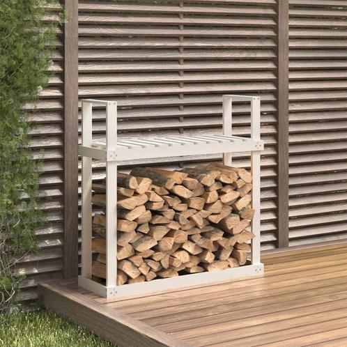 vidaXL Haardhoutrek 110x35x108,5 cm massief grenenhout wit, Huis en Inrichting, Kachels, Nieuw, Verzenden