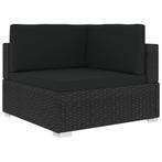 vidaXL Hoekbank 1 st met kussens poly rattan zwart, Verzenden, Nieuw, Rotan
