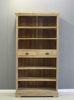 Boekenkast teakhout 100cm, twee laden; Indoteak, Huis en Inrichting, Kasten | Boekenkasten, 200 cm of meer, Teakhout, Nieuw, Met lade(s)