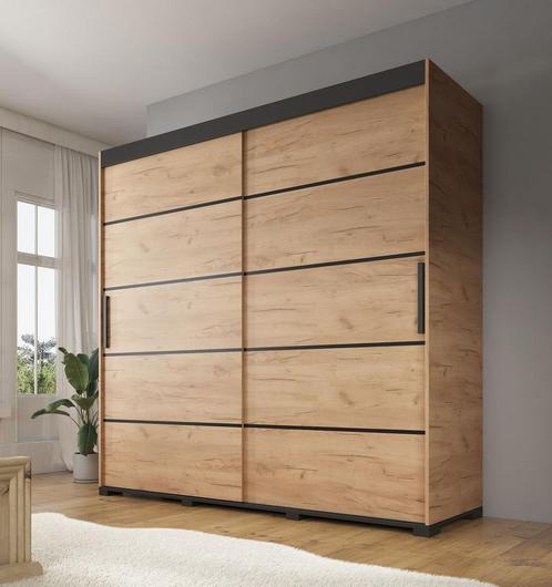 Kledingkast Crown - Eiken - 200 cm - Garderobekast, Huis en Inrichting, Kasten | Vitrinekasten, 50 tot 75 cm, Nieuw, 150 tot 200 cm