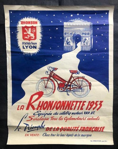 Anonymous - La Rhonsonette- cyclomoteur - jaren 1950, Antiek en Kunst, Kunst | Tekeningen en Foto's