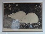 Jan Mankes (1889-1920) - Twee muizen. Ingelijst