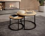 Meubella | salontafel eiken set van 2 industrieel, 50 tot 100 cm, Minder dan 50 cm, Nieuw, Modern