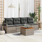vidaXL Tuin Sofa Set Grijs 5 pcs Grijs Groot Riet, Hout, Verzenden, Nieuw, Rotan