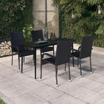vidaXL 5-delige Tuinset zwart, 4 zitplaatsen, Nieuw, Tuinset, Verzenden