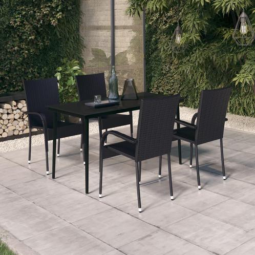 vidaXL 5-delige Tuinset zwart, Tuin en Terras, Tuinsets en Loungesets, Tuinset, Nieuw, 4 zitplaatsen, Rotan, Verzenden