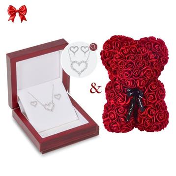 Juwelium Zilveren Ketting + Luxe Rozenbeer beschikbaar voor biedingen