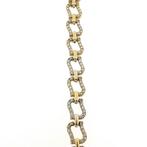 Bicolor gouden dames armband met zirconia | 18,5 cm, Goud, Met edelsteen, Gebruikt, Ophalen of Verzenden