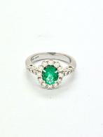 Ring - 18 karaat Witgoud - Smaragd en diamanten, Nieuw