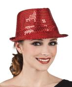 Hoed popstar Rood pailletten, Verzenden, Nieuw