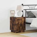 vidaXL Nachtkastje met LEDs 39x34,5x50 cm gerookt, Minder dan 45 cm, Verzenden, Nieuw, Minder dan 55 cm