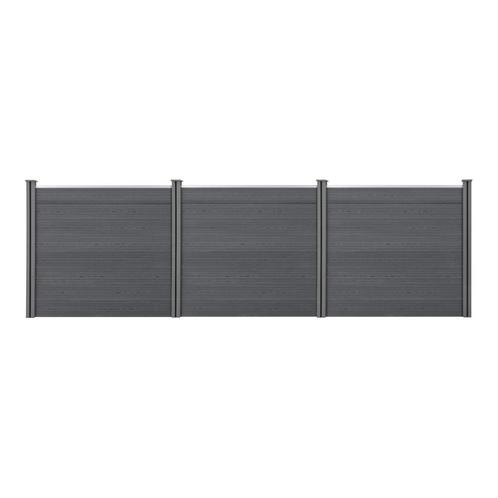 HKC Schuttingpaneel met palen grijs 165x466 cm, Tuin en Terras, Tuinschermen, Nieuw, Verzenden