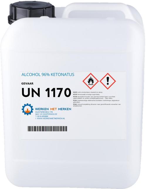 Wmm Chemie Alcohol 96 ketonatus 5 liter, can, Doe-het-zelf en Verbouw, Overige Doe-het-zelf en Verbouw, Nieuw, Verzenden