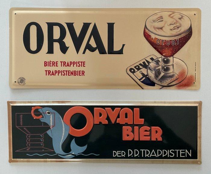 Orval - Trappist Orval 2 reclameborden metaal nieuwstaat -, Antiek en Kunst, Antiek | Wandborden en Tegels