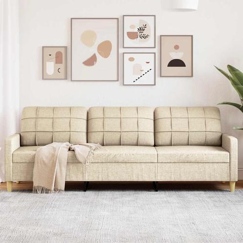 vidaXL Driezitsbank 210 cm stof crème, Huis en Inrichting, Banken | Bankstellen, Nieuw, Stof, Driepersoons, Verzenden
