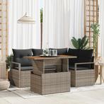 vidaXL 5-delige tuinbank set met kussens - Grijs poly riet, Tuin en Terras, Tuinsets en Loungesets, Verzenden, Nieuw, Rotan