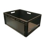 Kunststof Stapelbak met Grijpopening 80x60x44cm, Zwart,, Gebruikt, 60 cm of meer, Bak of Kist, 75 tot 100 cm