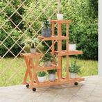 vidaXL Plantenstandaard met wielen 95x25x101 cm massief, Verzenden, Nieuw